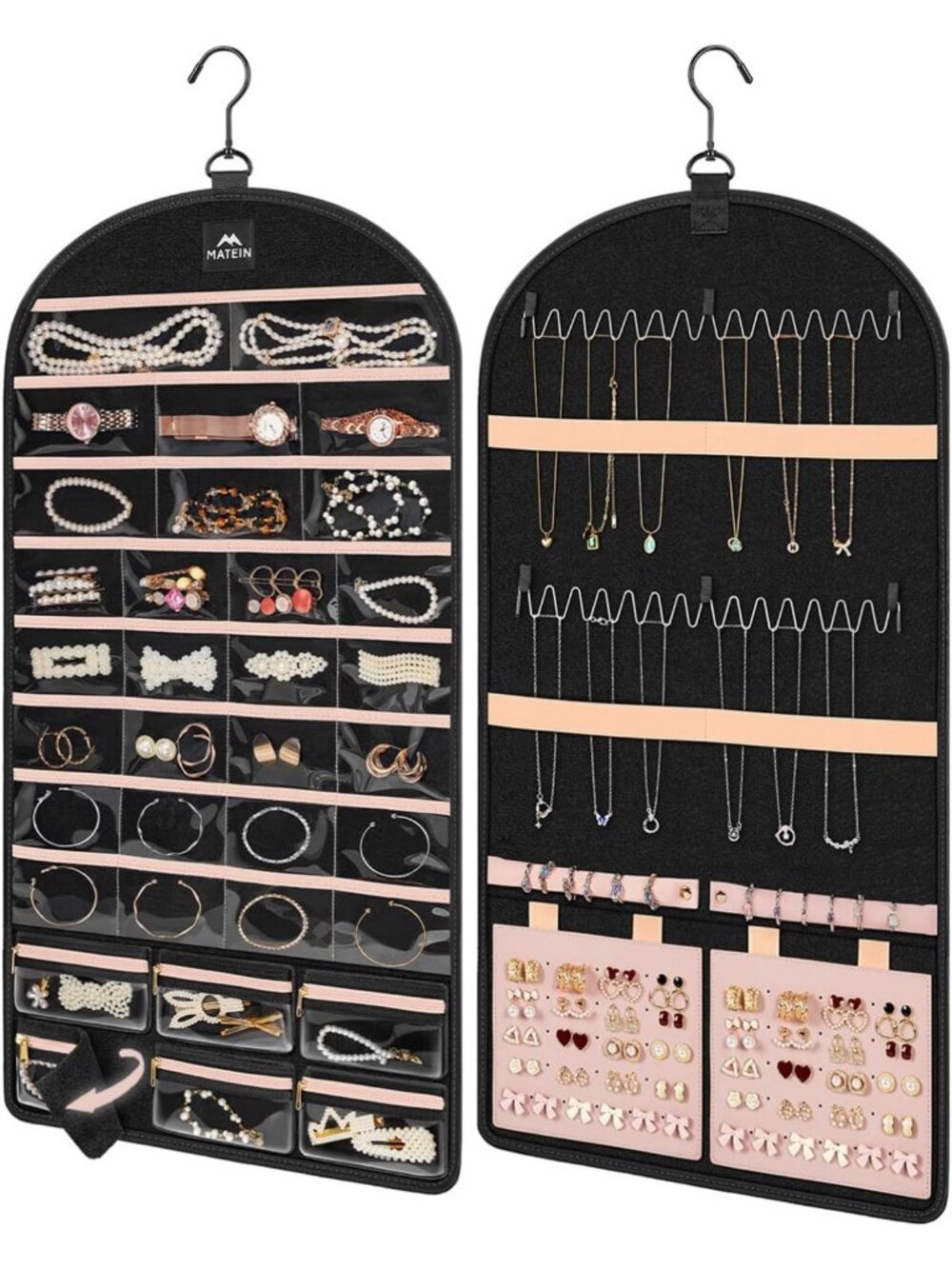 Hanging Jewelry Organizer with Removable Pouches | Tangle-Free Necklace